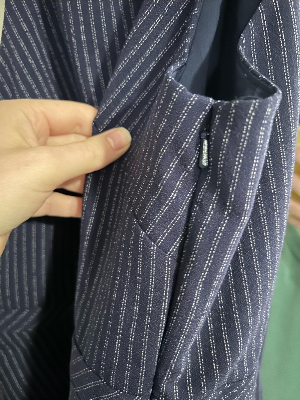 Banana Republic Side-zip Peplum Navy Pinstripe Tank - Picture 3 of 4